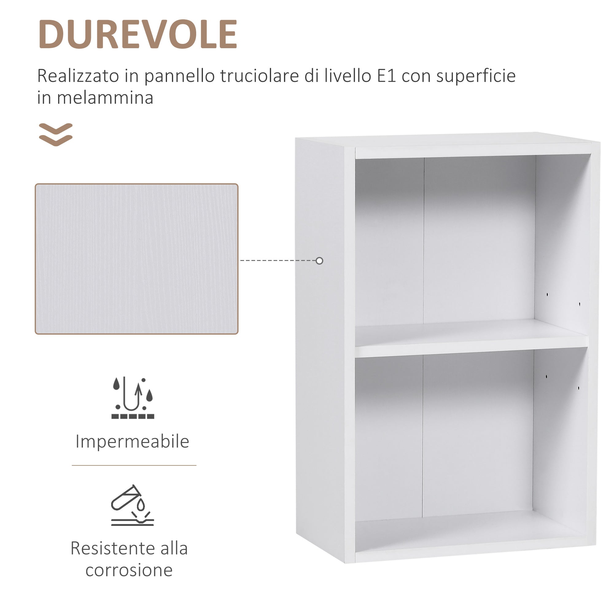 Low Wooden Bookcase, Multipurpose Cabinet Modern Design White with Adjustable Shelf 40x24x61cm