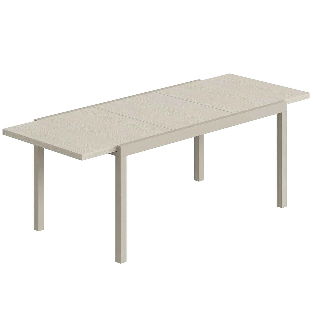 Extendable Garden Table for 8-10 People, in Aluminum and Steel, 154/214x85x75 cm, Light Gray