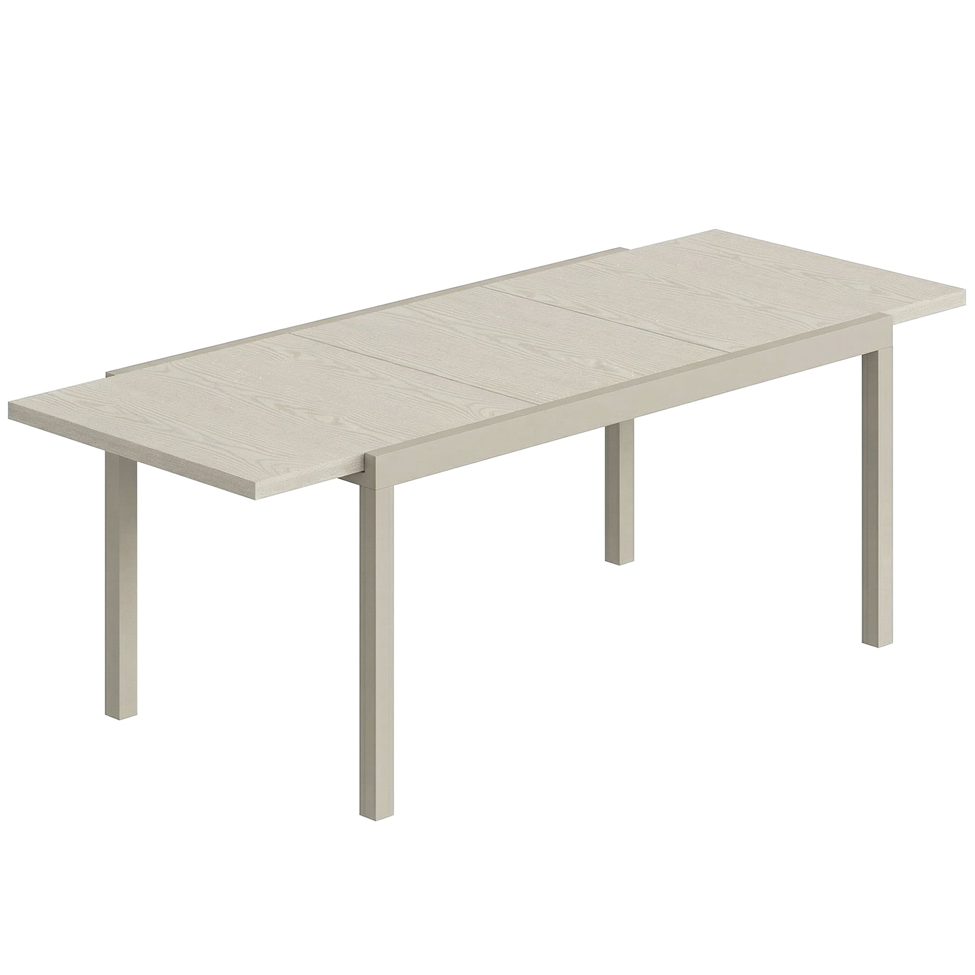 Extendable Garden Table for 8-10 People, in Aluminum and Steel, 154/214x85x75 cm, Light Gray
