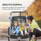 2-in-1 Kids Bike Trailer and Stroller with Belt, Pockets and Flag, Blue
