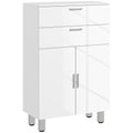 kleankin Bathroom Cabinet with 2 Drawers and Cabinet with Adjustable Shelf, Wooden, 60x30x93 cm, White