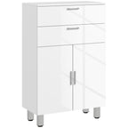 kleankin Bathroom Cabinet with 2 Drawers and Cabinet with Adjustable Shelf, Wooden, 60x30x93 cm, White