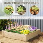 Outdoor Planter in Fir Wood with Composter and Open Bottom, 123x123x25.5 cm, Wood color