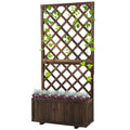 Outsunny Outdoor Fioriera with grilled for climbing and vase, in fir wood, 72.5x31.5x149.5 cm - Borgè