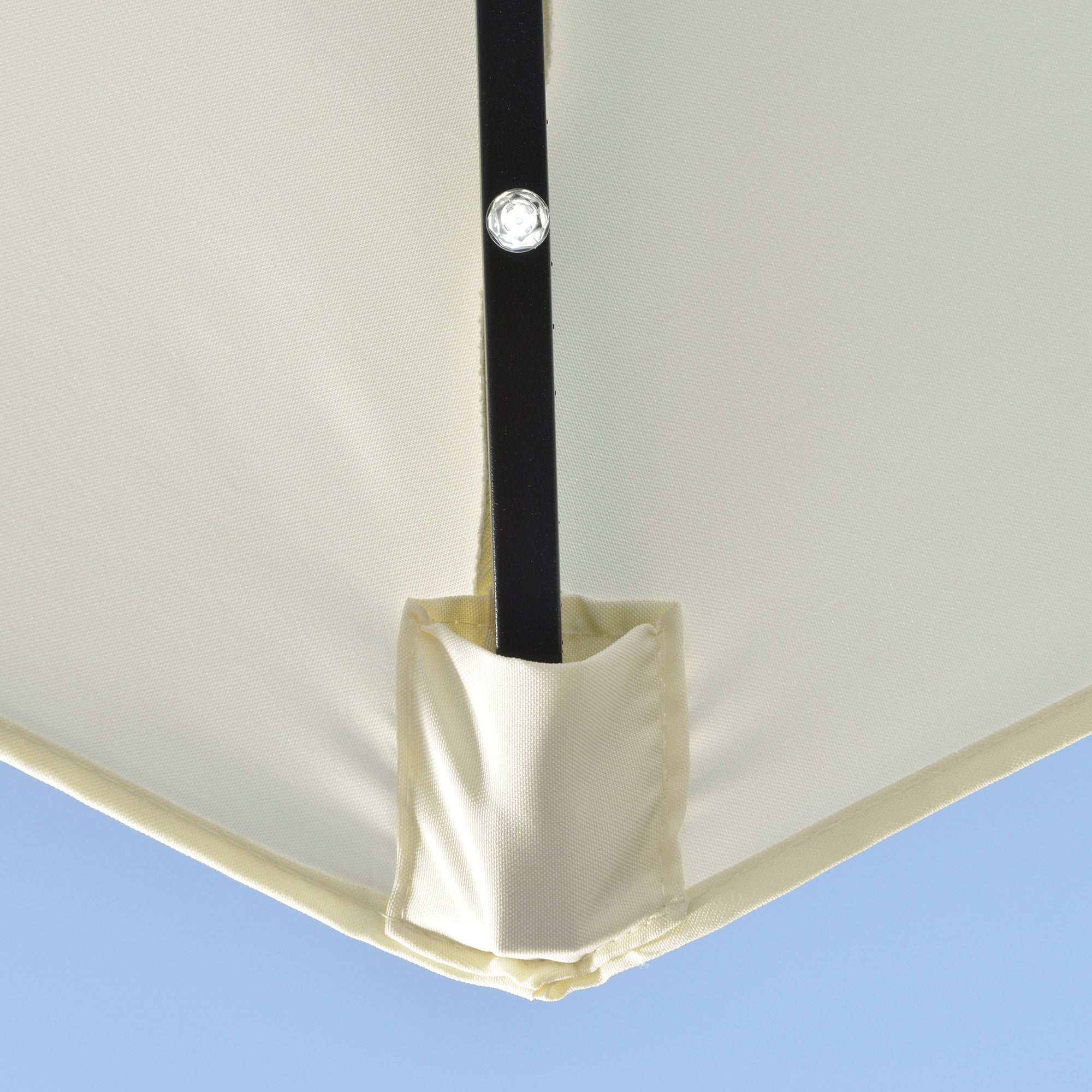 Semicircular Umbrella with Crank, 20 LED Lights and Solar Panel, 265x135x240 cm, Beige