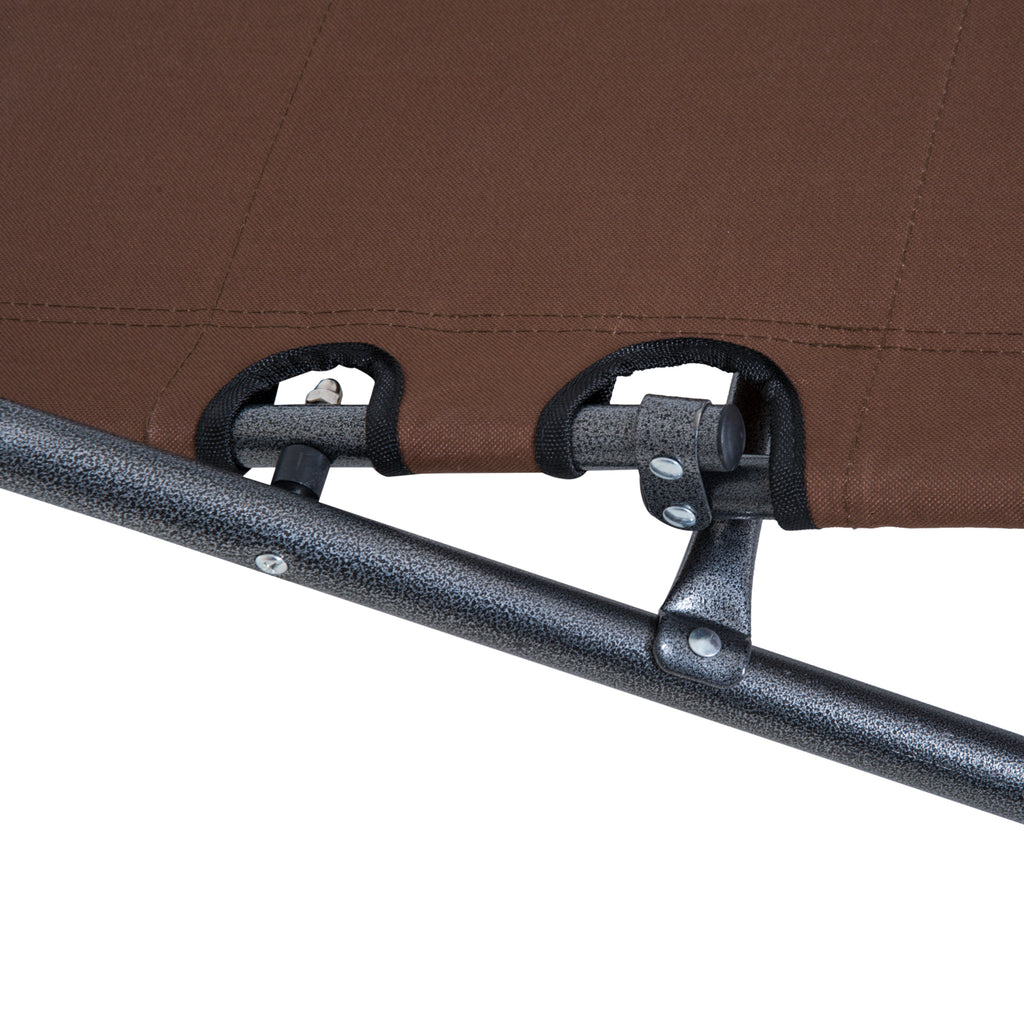 Folding and Collapsible Garden Lounger in Oxford Fabric, 135x60x89cm - Brown