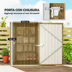 Outsunny Galvanized Steel Garden Shed with Hinged Door, 100x104x160 cm, Light Brown
