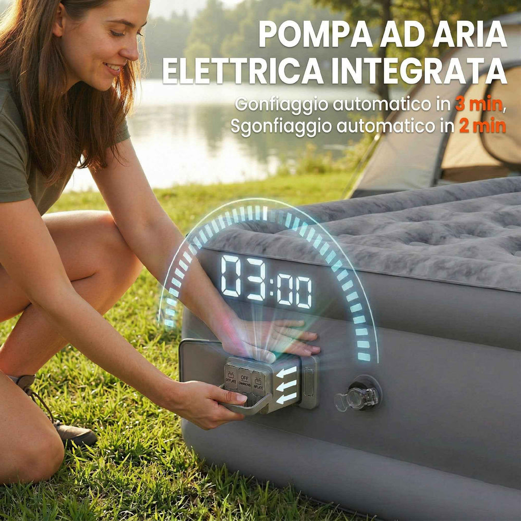Outsunny Self-Inflating Single Mattress, Flocked Surface, with Inflation Pump and Carry Bag, Grey