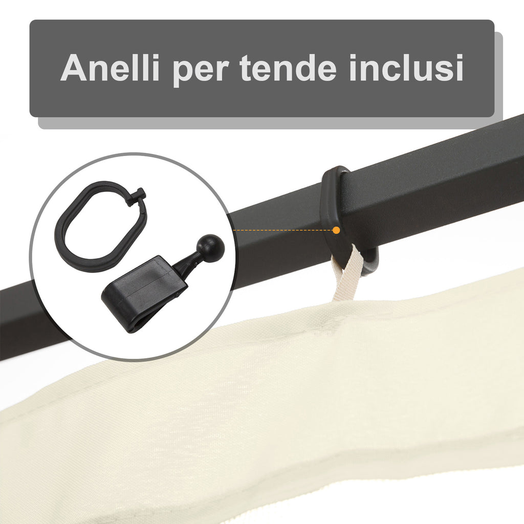 Outsunny Universal Replacement Gazebo Mosquito Net with Zippers, 352x207cm - Black and Beige