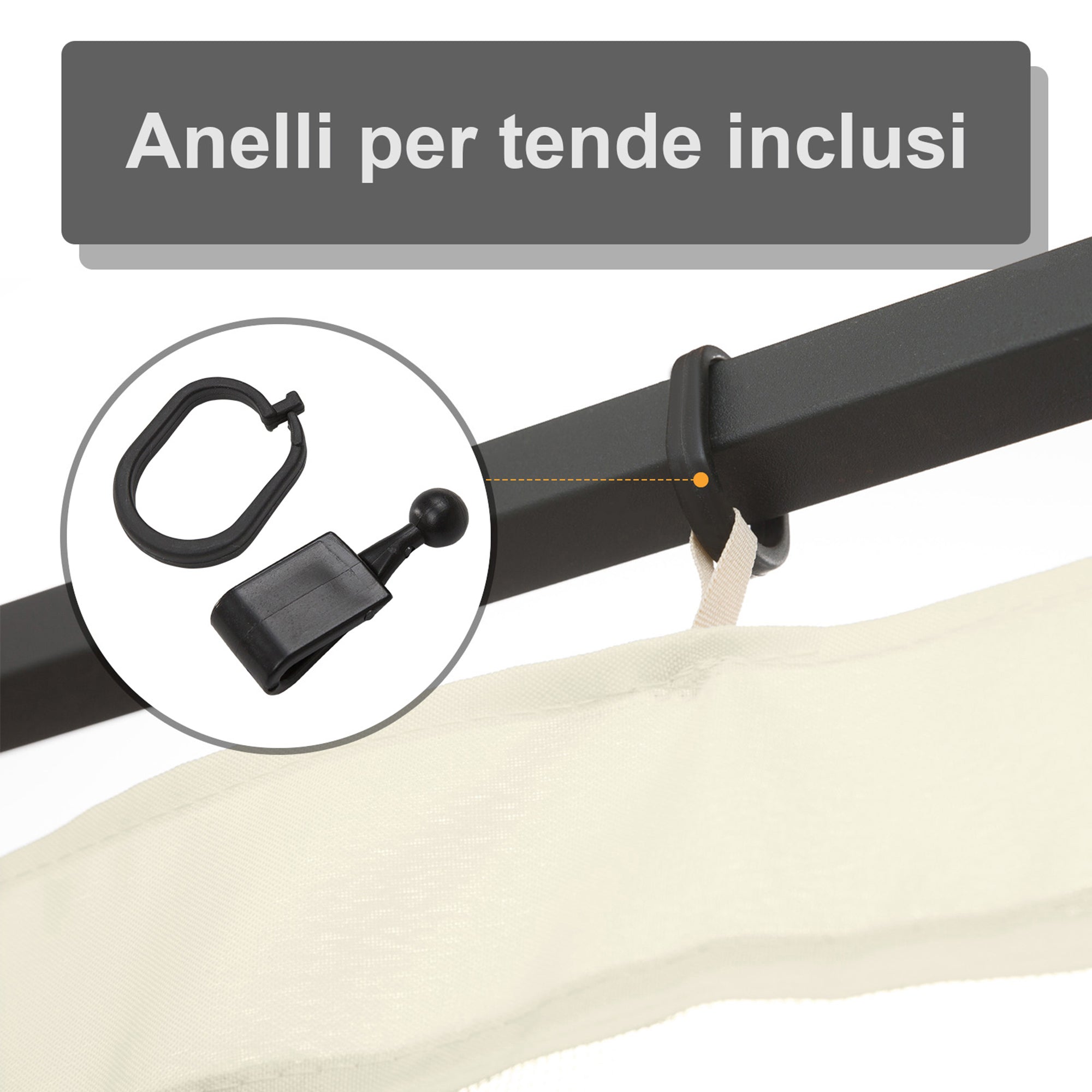 Outsunny Universal Replacement Gazebo Mosquito Net with Zippers, 352x207cm - Black and Beige