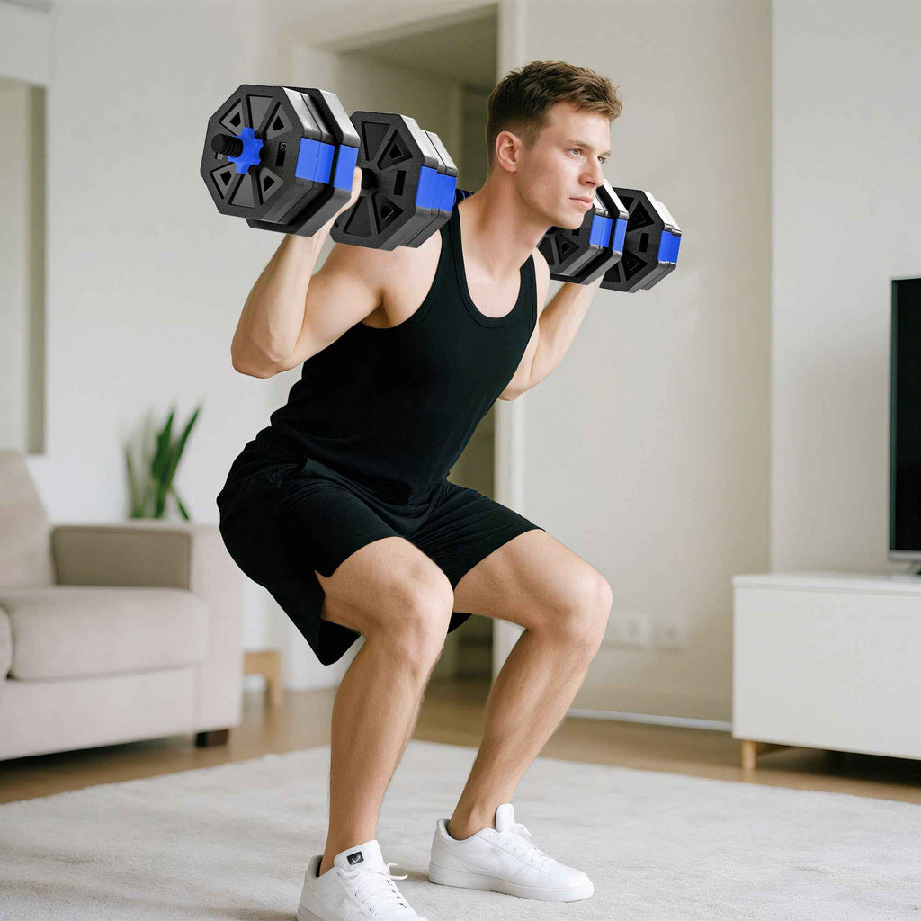 SPORTNOW 6-in-1 Multifunction Gym Weight Set, 20kg Total, Plastic and Sand, 125x18x18 cm, Blue