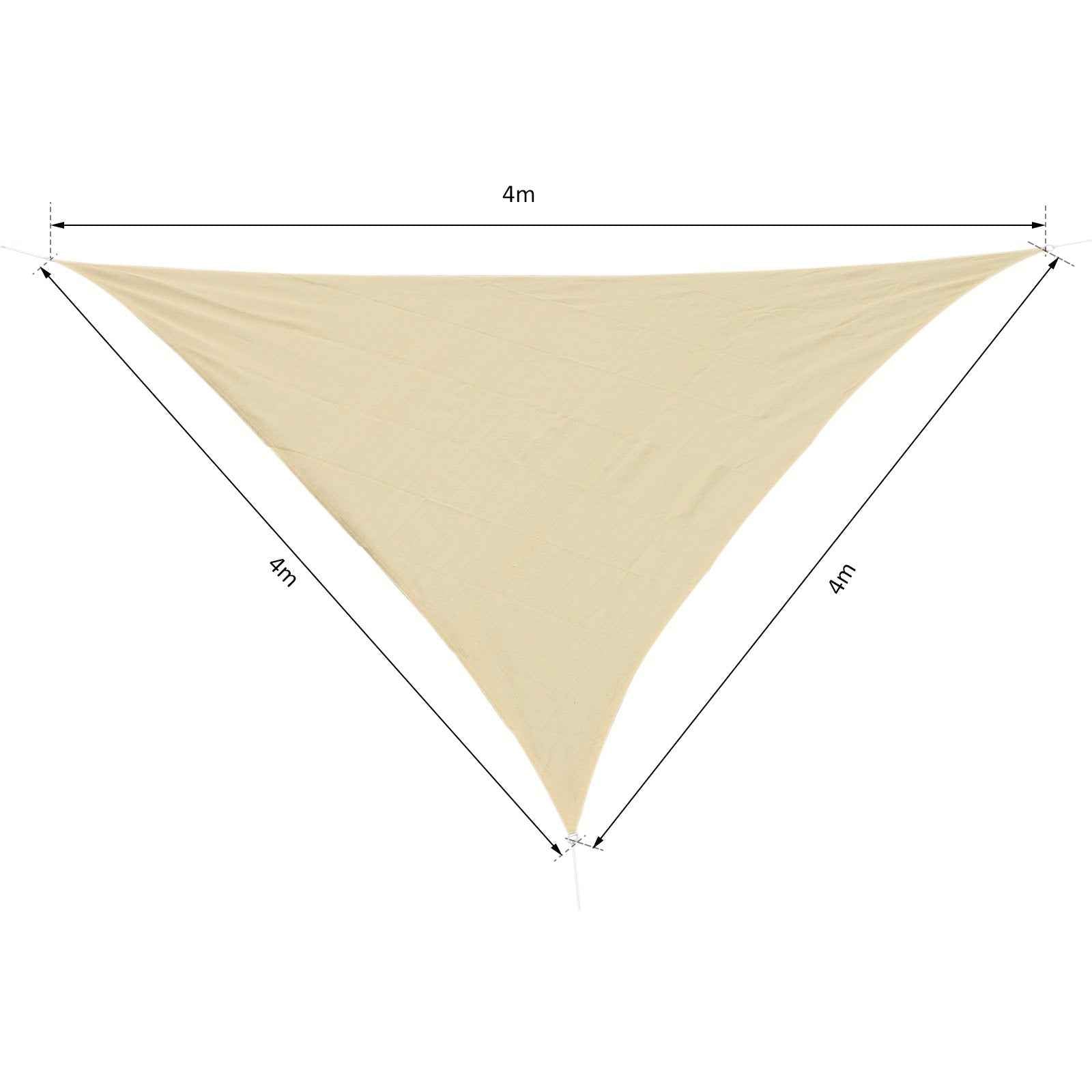 Outsunny Triangle Sun Shade Sail, Sun Protection for Garden, Balcony, Terrace, Anti-UV, 4x4x4 m, Beige