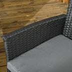 PE Rattan Outdoor Lounge with Sofa, 2 Armchairs with Cushions and Glass Coffee Table, Black and Gray - Borgè