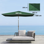 Replacement Cover for Rectangular Umbrella 3x2 m with 6 Ribs, Anti-UV 50+ Polyester, Green