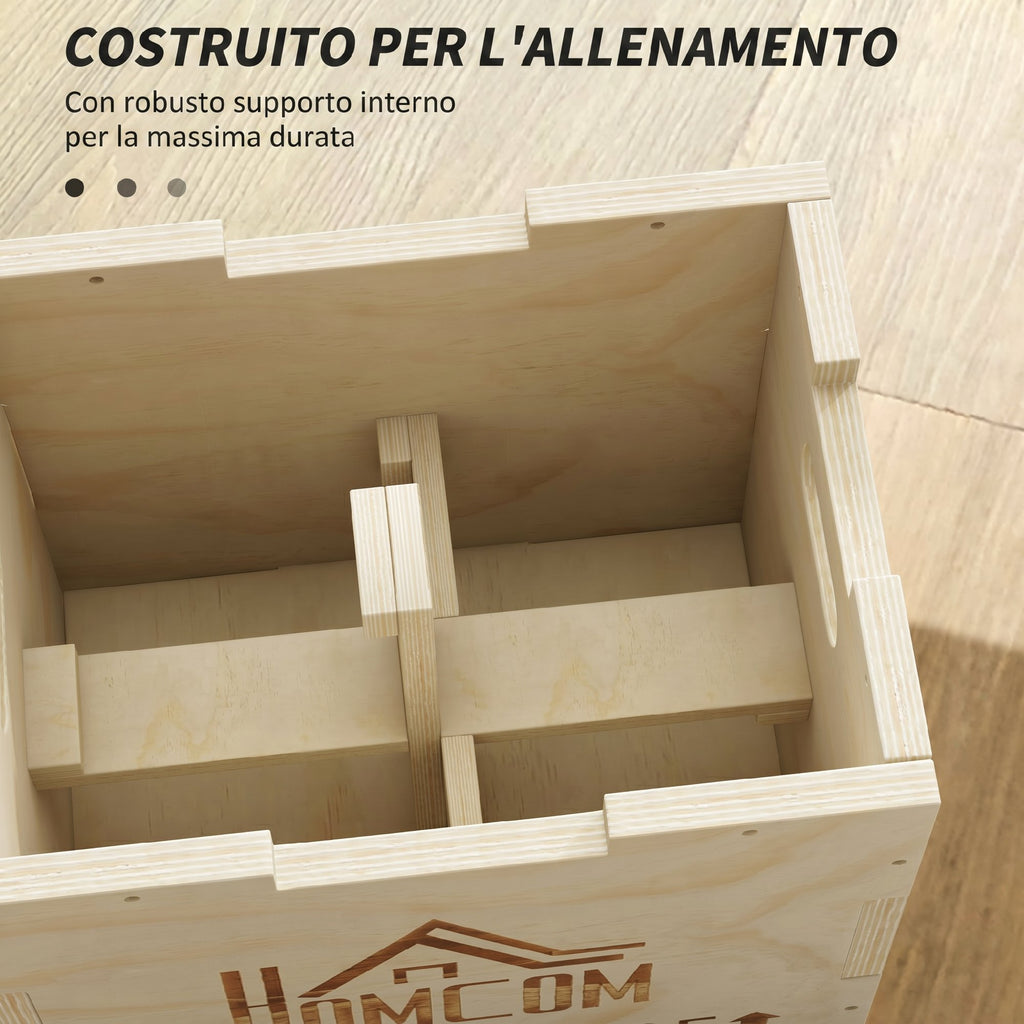 HOMCOM 3-Height Wooden Plyometric Jumping Box, 120kg Capacity, 40.5x35.5x30.5cm