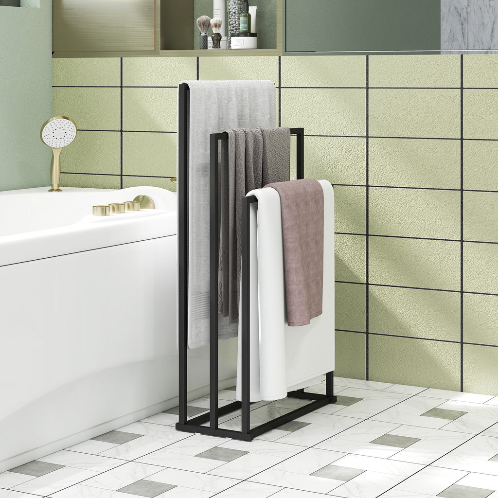 Freestanding 3-Arm Towel Rack in Steel, 45 x 21.5 x 85 cm