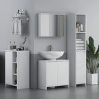 Bathroom Vanity Unit with 2 Decorated Doors and U-Cut for Pipes, 60x30x60cm, White