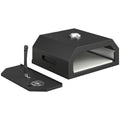Outsunny Portable Wood-Fired Pizza Oven with Cordierite Stone and Thermometer, Metal, 53x40x18.5 cm, Black