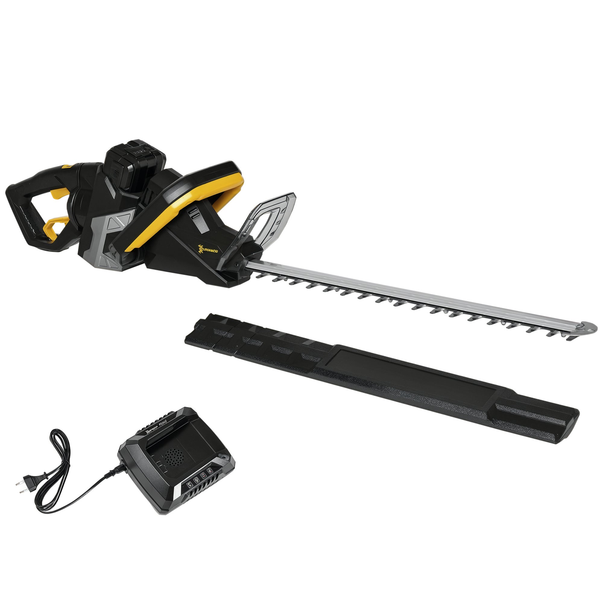 Battery-Powered Electric Hedge Trimmer with 180° Adjustable Ergonomic Handle and 52cm Blade