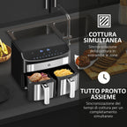 HOMCOM 8L Air Fryer with Timer and Adjustable Temperature, in Steel and Plastic, 38.8L x 36.3x31.1 cm, Black - Borgè