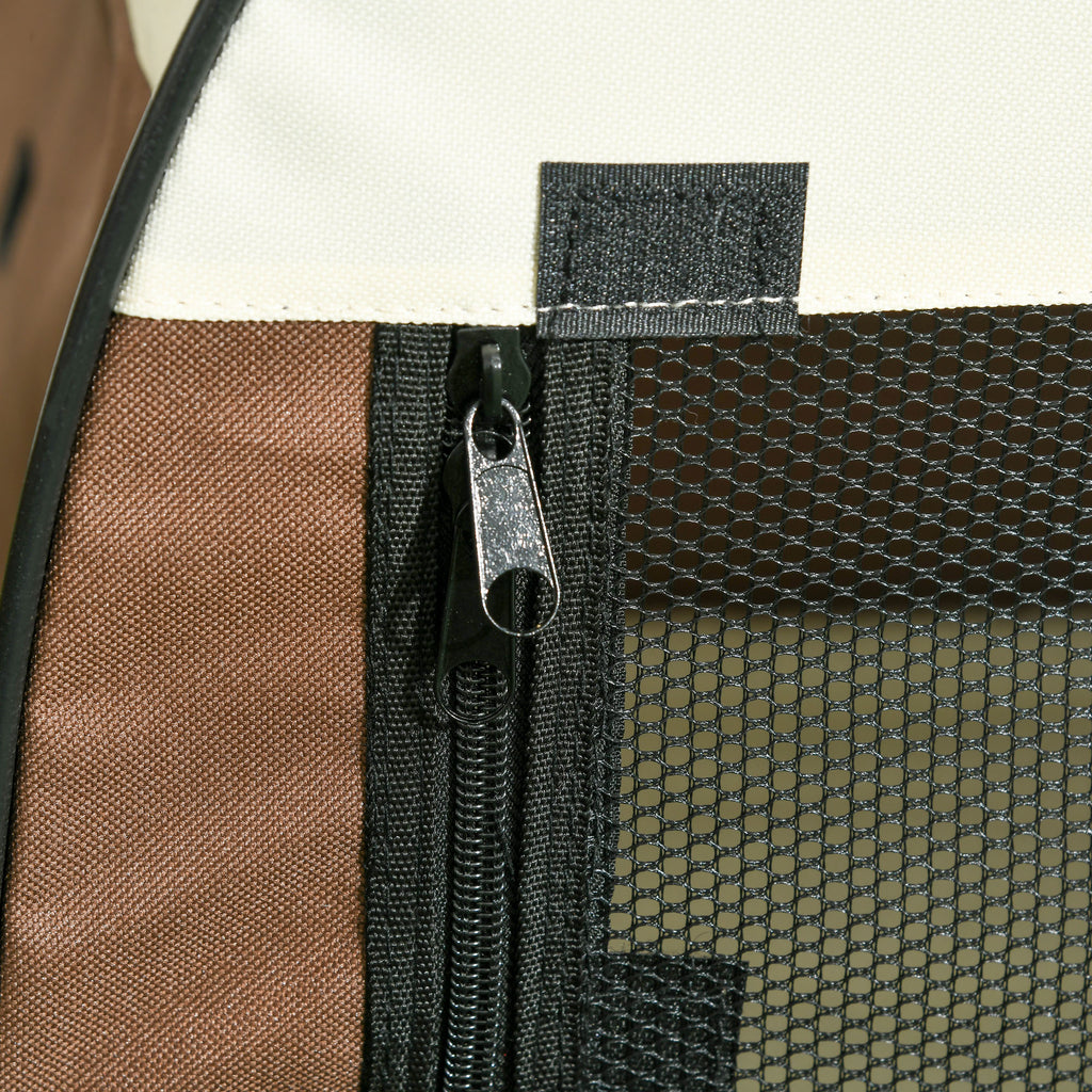Foldable Oxford Pet Carrier with Removable Washable Cushion and Carry Bag, 70x51x59cm, Brown