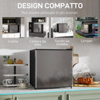 46L Mini Refrigerator with Ice Cube Tray, Reversible Door, Adjustable Temperature, Silver