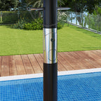 Double Umbrella Tiltable at 45° with Crank and Air Vents, in Steel and Polyester, 285x147x227 cm, Gray