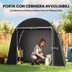 Outsunny Bike and Tool Storage Tent with Zippered Entrance, PE and Metal, 245x120x200 cm, Dark Grey