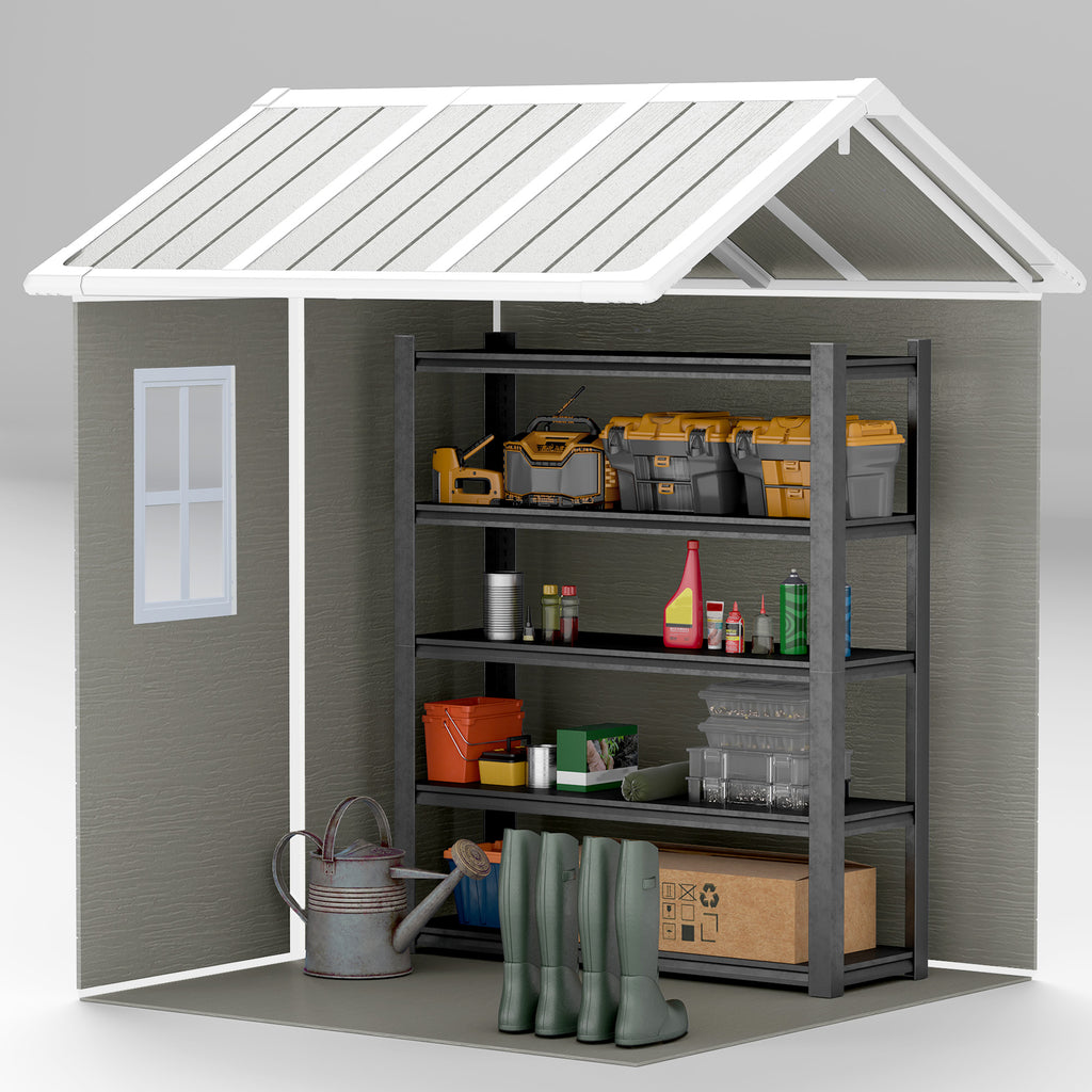 Resin Garden Shed with Floor, 2 Locking Doors, Window, 1.8x1.8m, Grey