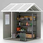 Resin Garden Shed with Floor, 2 Locking Doors, Window, 1.8x1.8m, Grey