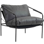 HOMCOM PU Leather Metal Frame Lounge Chair with Thick Cushions, 74.5 x 75 x 77 cm, Charcoal Grey