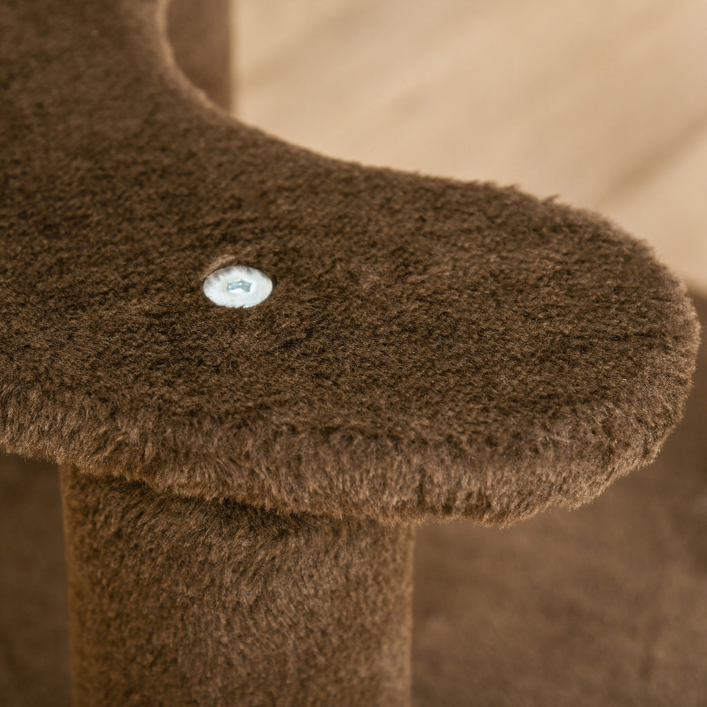 3-Tier Cat Scratching Tree with Plush Bed and Sisal Poles, Ø40x65 cm, Brown