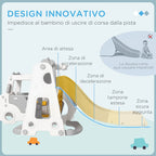 Slide Set for Children 18-48 Months with Swing, Toy Car and Basketball Hoop, 201x151x87.5cm, White