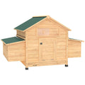 PawHut Wooden Chicken Coop, Waterproof Roof, 150x100x96.5cm, Yellow