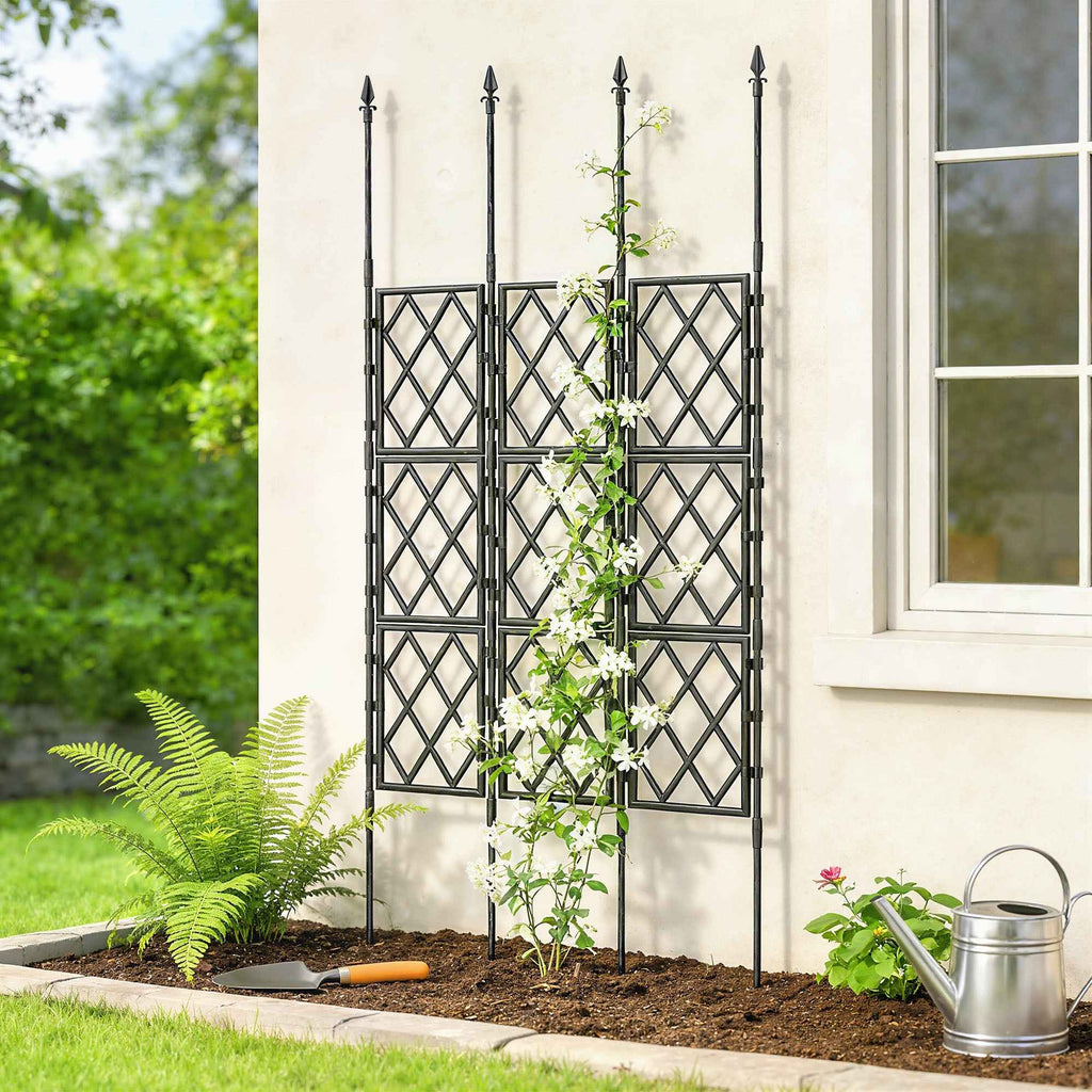 Outsunny Folding Outdoor Trellis in Steel and PP, 85x2x197 cm, Black