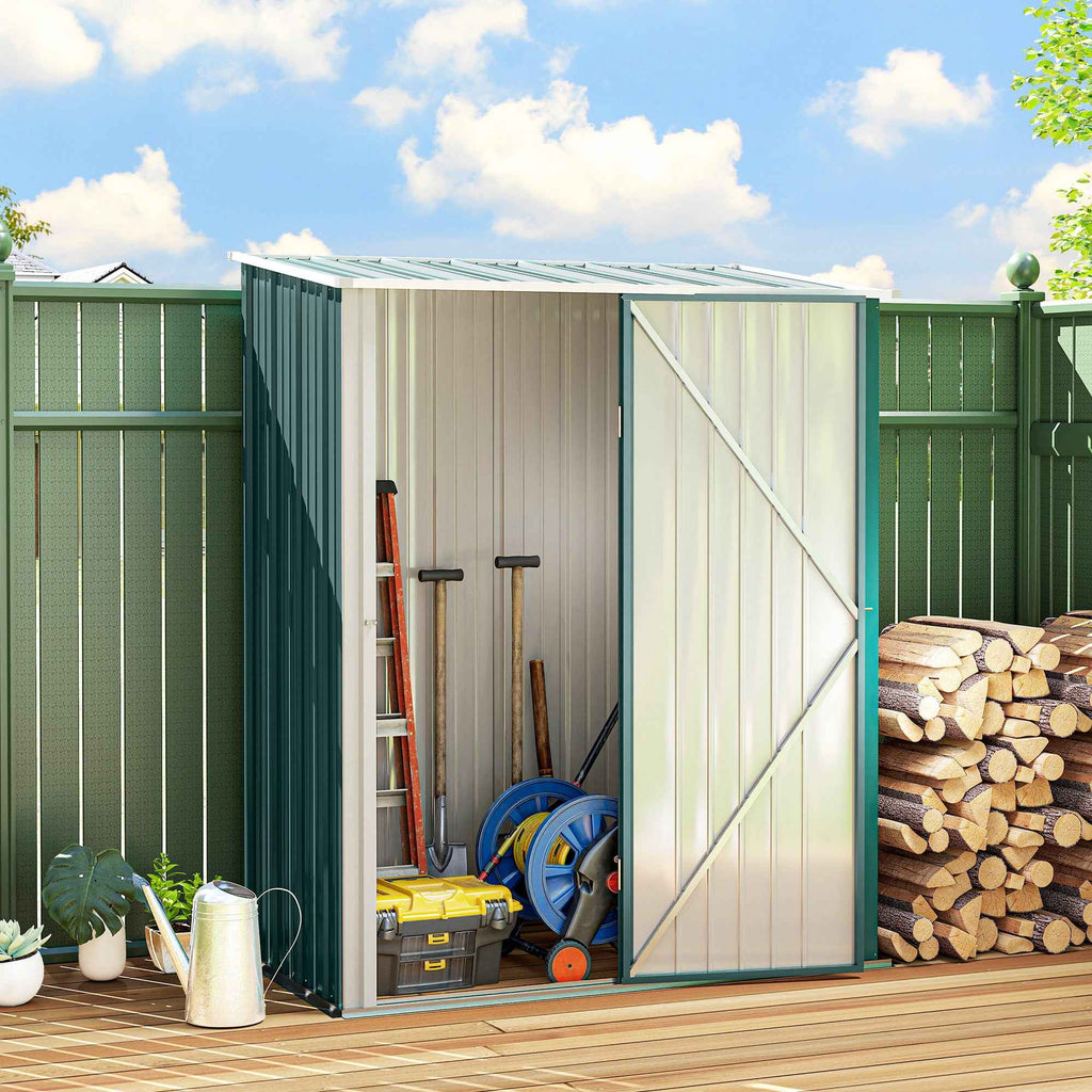 Outsunny Steel Garden Shed with Latch, 161.5 x 94.5 x 196 cm, Green