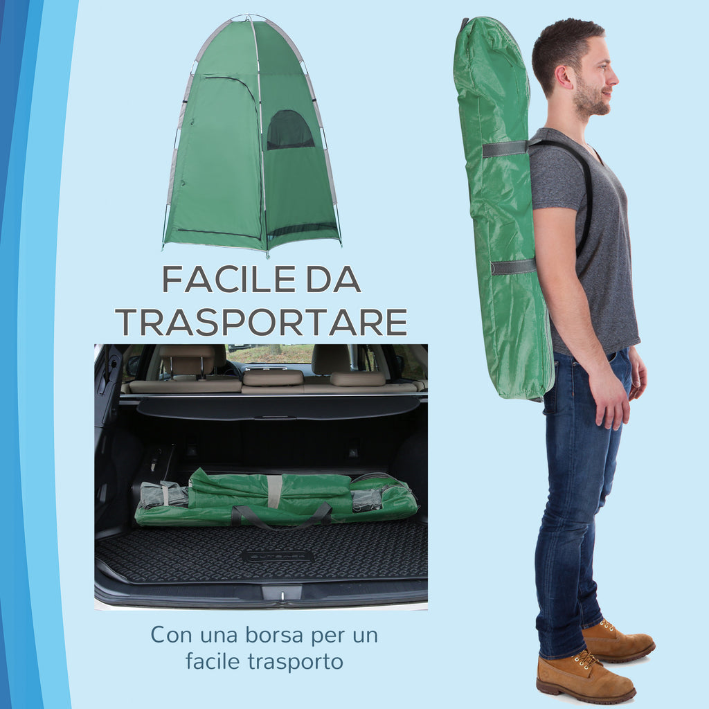 Camping Shower Tent with Carry Bag and Storage Pocket 122x122x213cm, Green