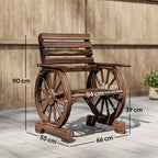 Outsunny Garden Bench Outdoor Chair Solid Wood 1 Seater Carbonized