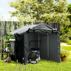 Garage Awning with Roller Entrance, Ropes and Pegs, in Galvanized Metal and PE, 220x157x165 cm, Dark Gray
