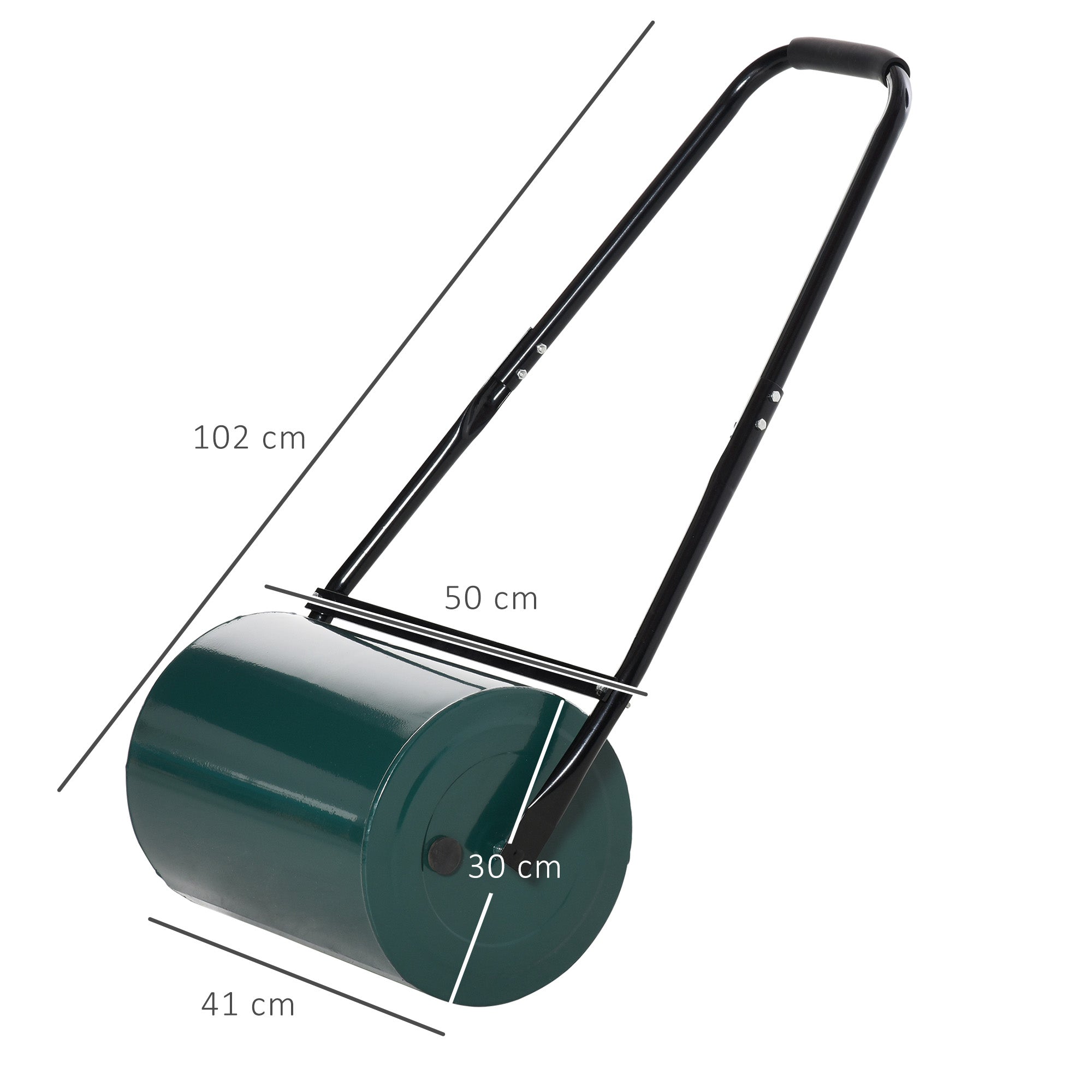 30L Capacity Lawn Roller with Scraper Blade, Metal, 102x50x30 cm, Dark Green