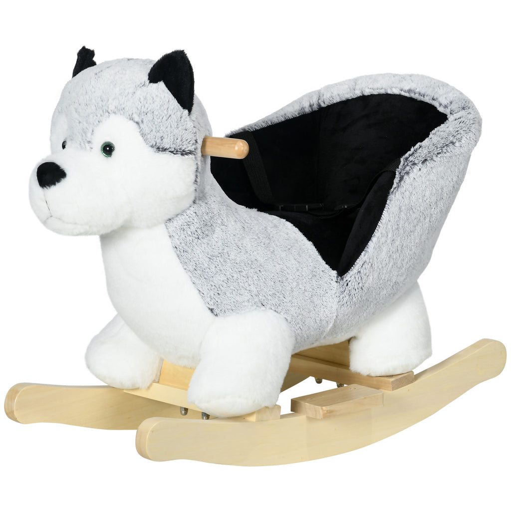 Homcom Dray horse in the shape of a husky dog ??for children from 18-36 months, 60x33x50cm, gray - Borgè