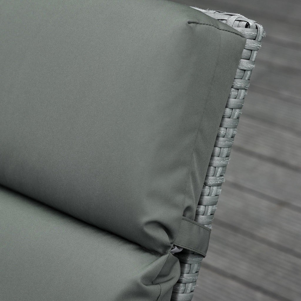Outsunny Set of 2 Outdoor Lounger Cushions Padded in Cotton with Straps, 196x55x8 cm, Dark Grey
