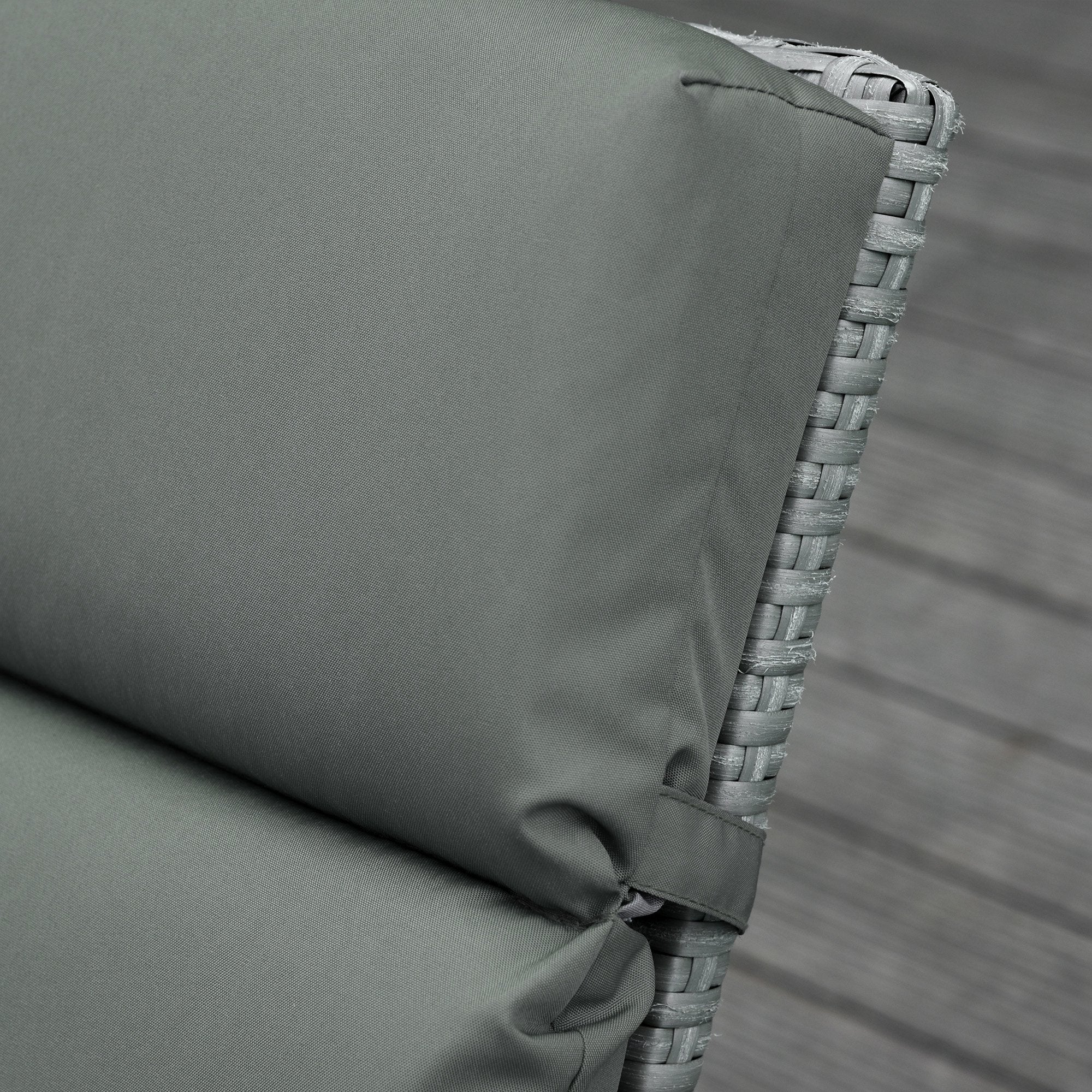 Outsunny Set of 2 Outdoor Lounger Cushions Padded in Cotton with Straps, 196x55x8 cm, Dark Grey