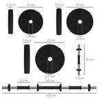 SPORTNOW 2-in-1 Set with 2 Dumbbells Convertible to a Barbell, Total Weight 25 kg and Adjustable Weight Discs, Black