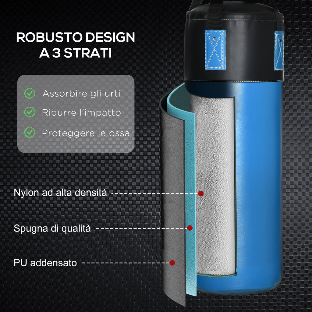 Hanging Punching Bag Set with Gloves, 3-Layer Punching Bag with Carry Bag, Blue