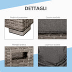 8-Piece PE Rattan Outdoor Lounge Set, Space-Saving Garden Furniture Set with Armchairs, Coffee Tables and Stools, Grey