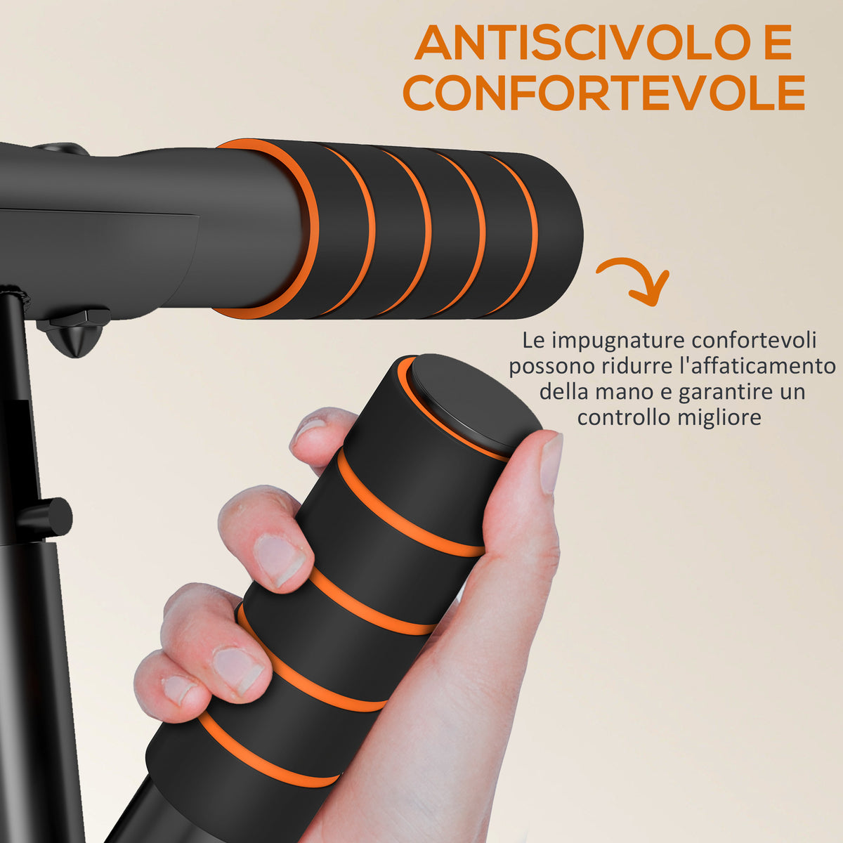SPORTNOW Pull-Up and Push-Up Bar with Padded Grips, Steel and HDR, 100x50x27 cm, Orange and Black