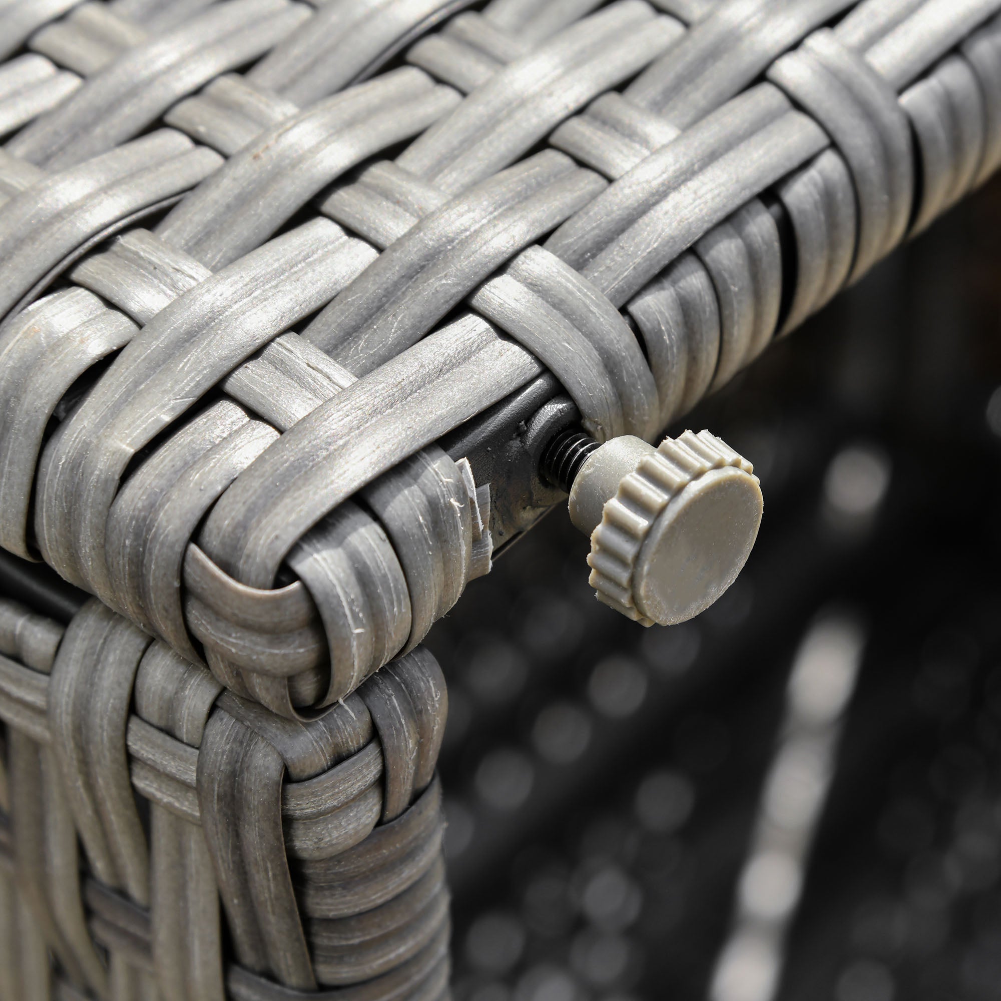 3-Piece PE Rattan Garden Furniture Set with 2 Sofas and Coffee Table, Grey