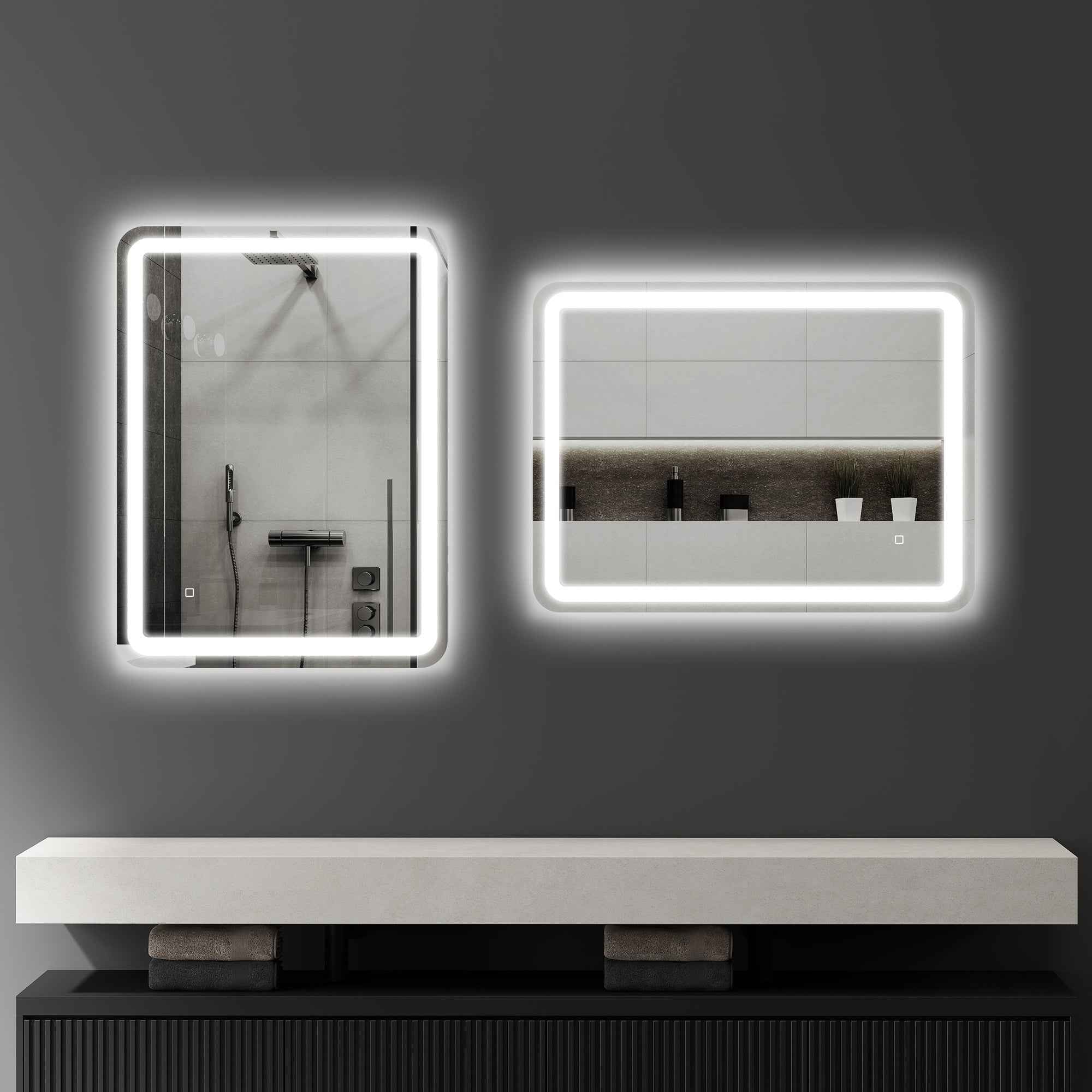HOMCOM LED Touch Bathroom Mirror with Dimmable Light, 3 Temperatures and Anti-Fog, 60x80 cm