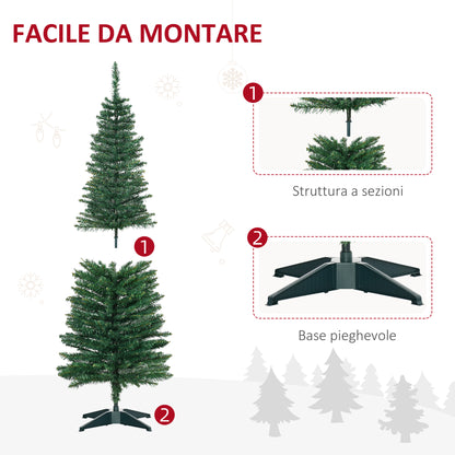 CHRISTMAS TREE - Artificial Christmas Tree 150cm Tall and Narrow with Realistic Branches and Plastic Base, Green